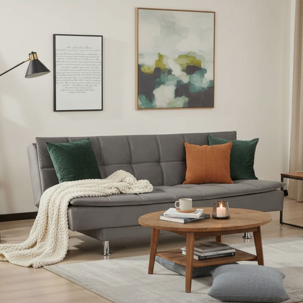 JUST HOME COLLECTION - Sofá Cama Futón 3 Cuerpos Mateo Gris