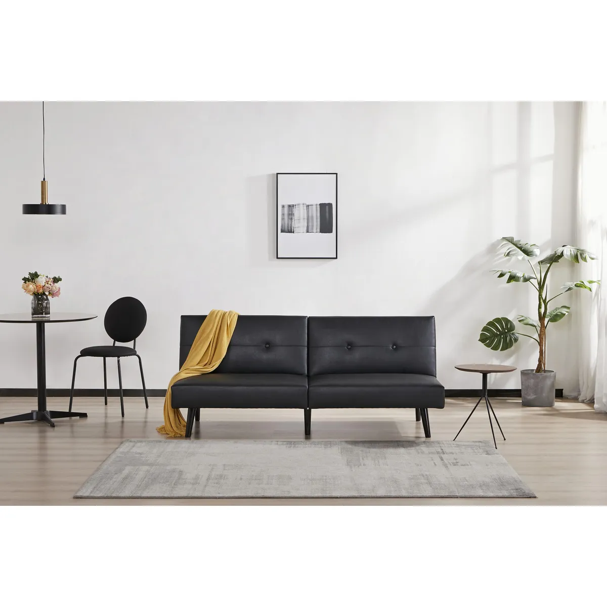 JUST HOME COLLECTION - Sofá cama Futón Emily Negro 178x80x76 cm