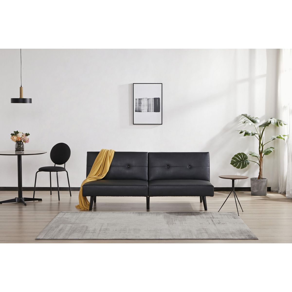 JUST HOME COLLECTION - Sofá cama Futón Emily Negro 178x80x76 cm