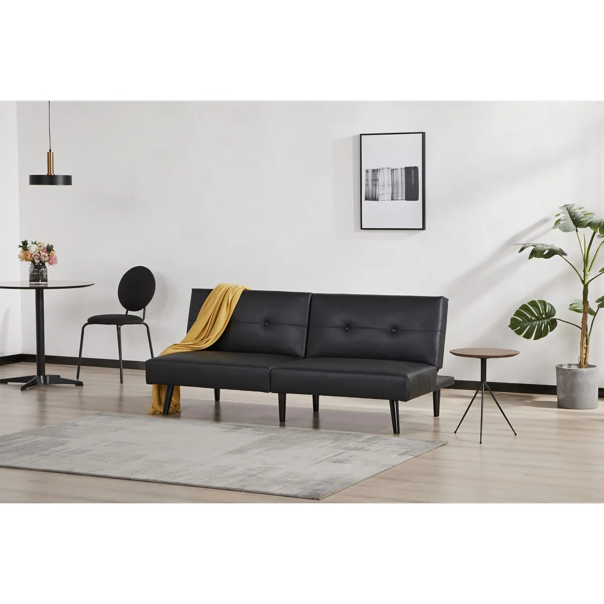 JUST HOME COLLECTION - Sofá cama Futón Emily Negro 178x80x76 cm