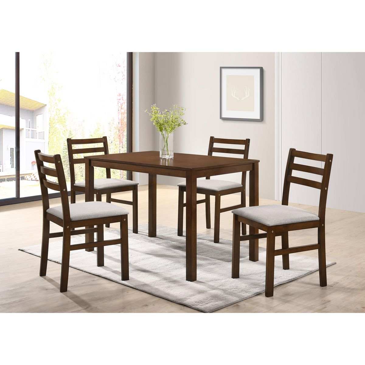 JUST HOME COLLECTION - Juego de Comedor de Madera Starter 4 Sillas 110x70x73,5cm Roble