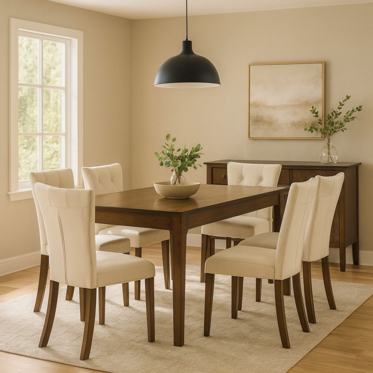 JUST HOME COLLECTION - Juego de Comedor Raceland 6 Sillas 160x90x75,8cm Nogal