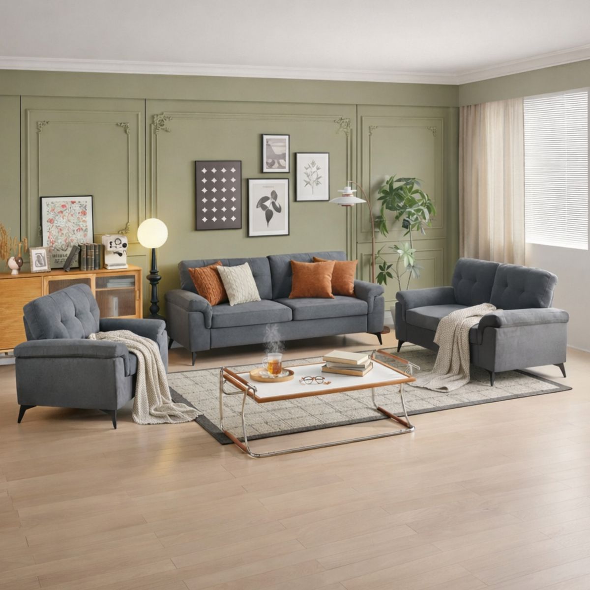 JUST HOME COLLECTION - Juego de Sala 3-2-1 Cuerpos Everest Gris 