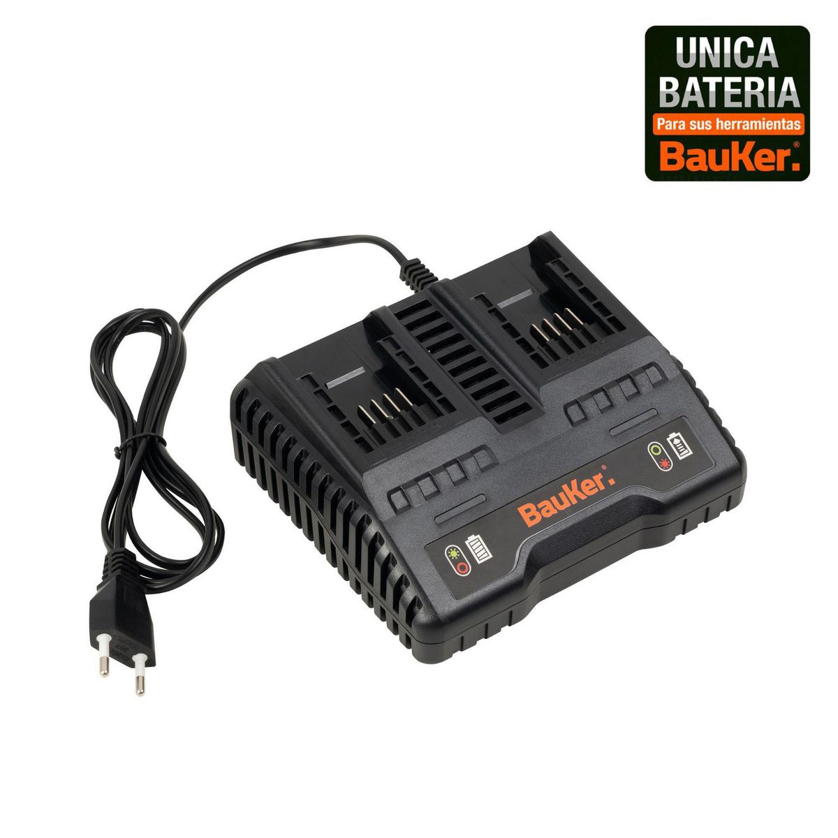 BAUKER - Kit Cargador Dual + 2 Baterías 2AH