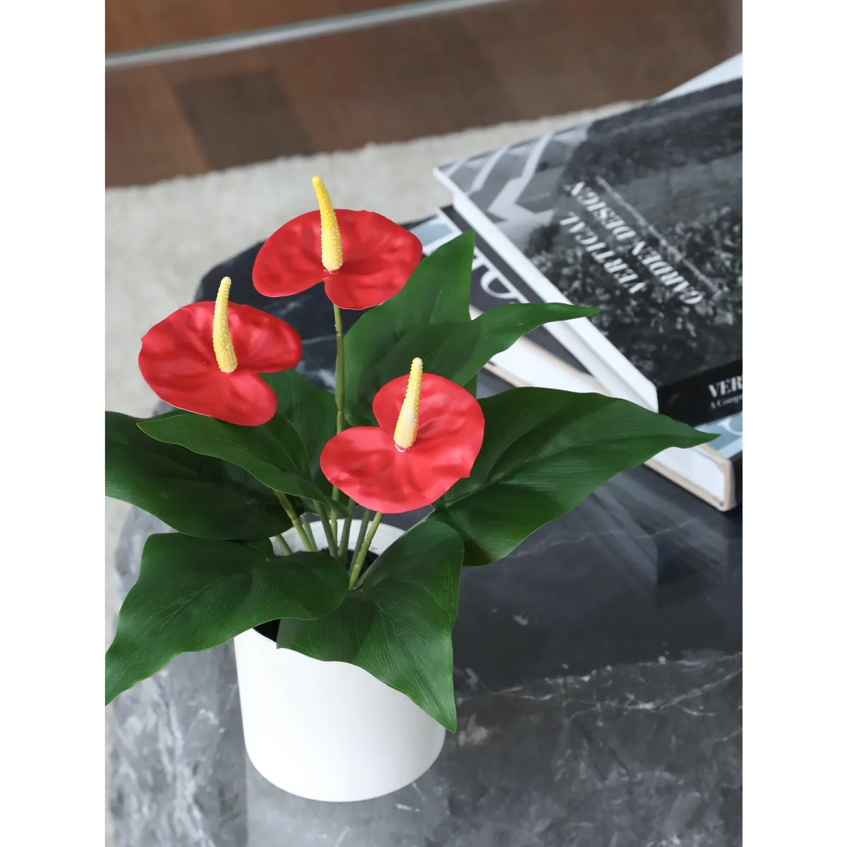 JUST HOME COLLECTION - Planta Artificial Flores Rojas 30cm