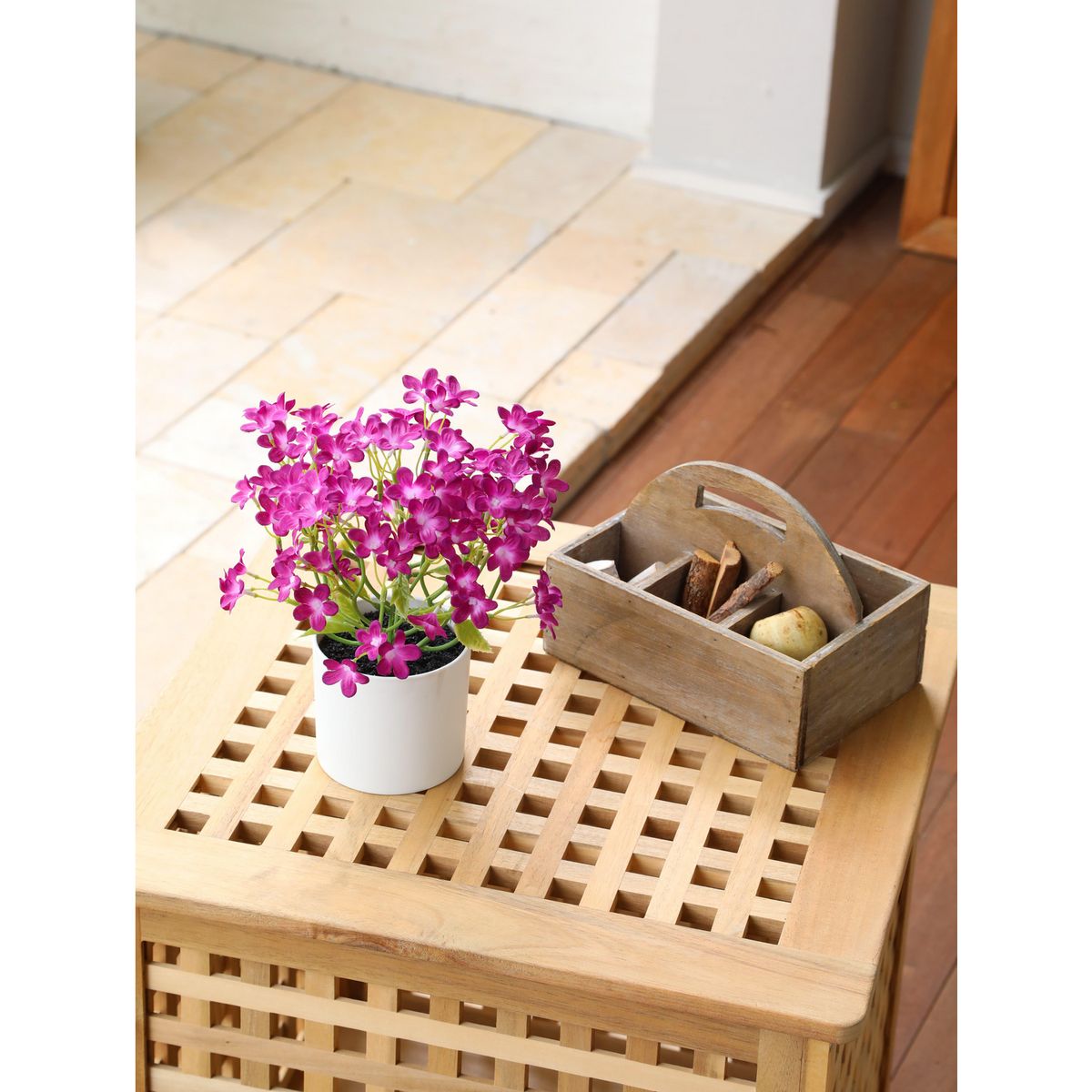 JUST HOME COLLECTION - Planta Artificial con Flores Morada 27 cm