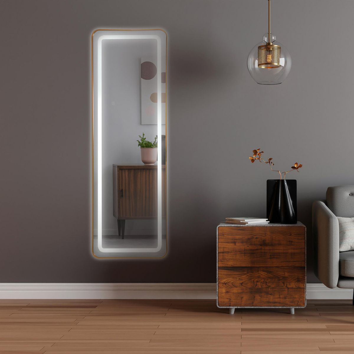 JUST HOME COLLECTION - Espejo LED Dorado 50x150cm