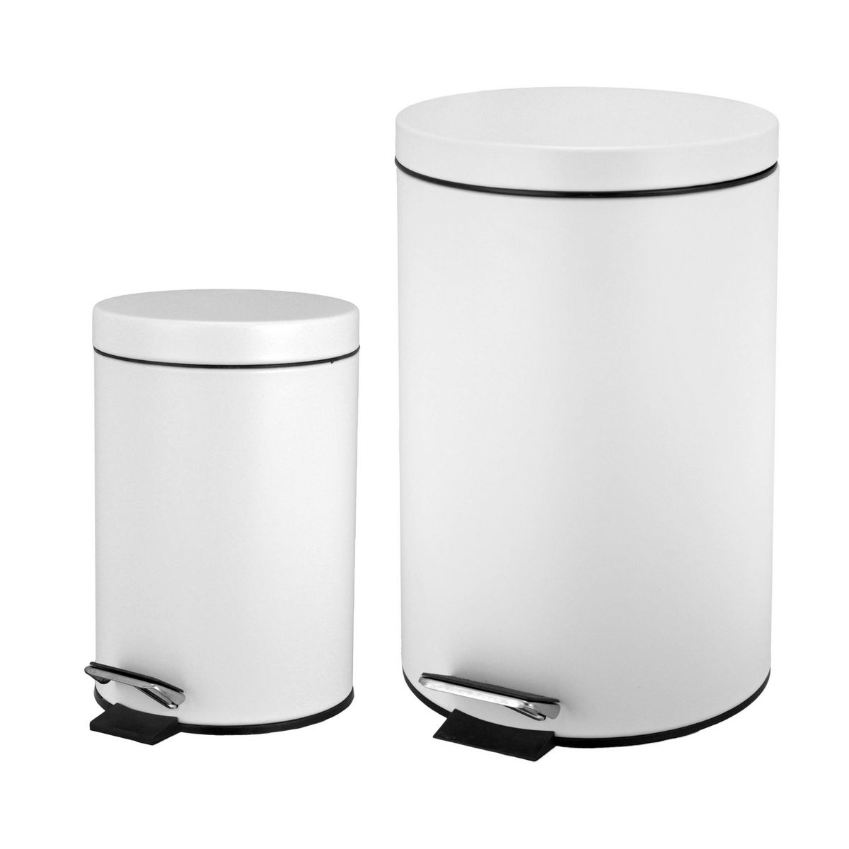 JUST HOME COLLECTION - Set 2 Papeleras Pedal Blanco 3 y 12L