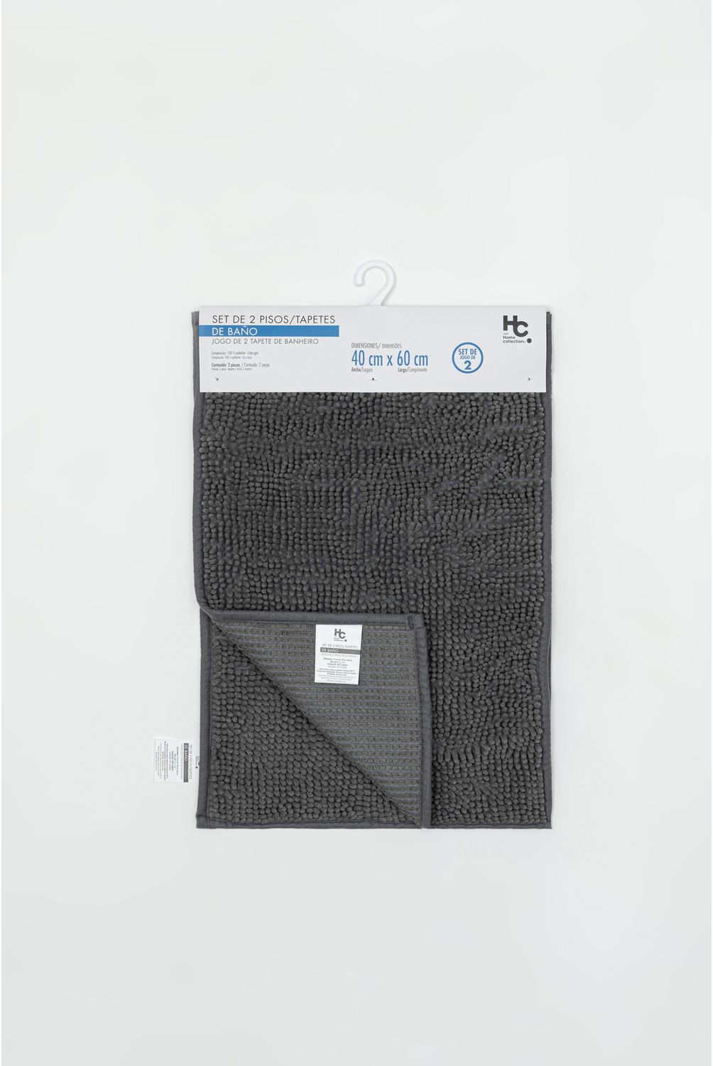 JUST HOME COLLECTION - Set 2 Pisos de Baños Gris 40x60cm