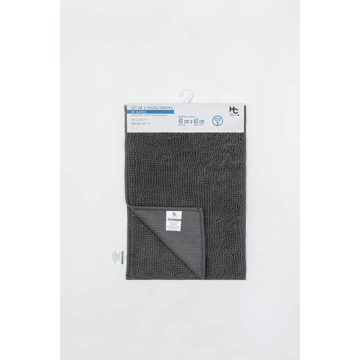 JUST HOME COLLECTION - Set 2 Pisos de Baños Gris 40x60cm