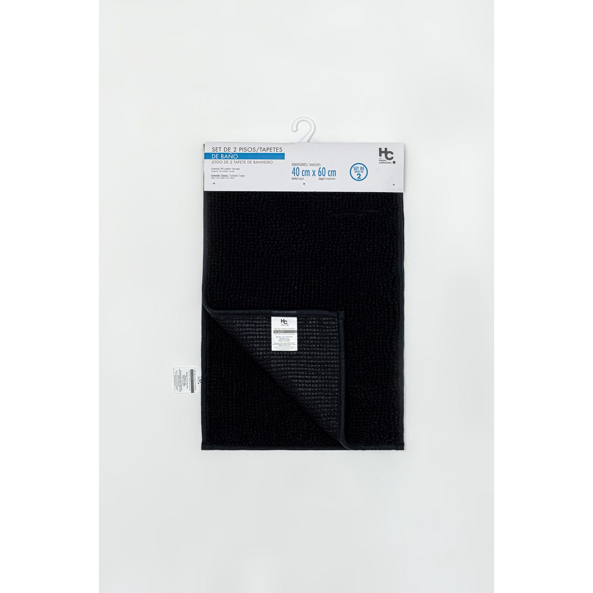 JUST HOME COLLECTION - Set 2 Pisos de Baño Negro 40x60cm