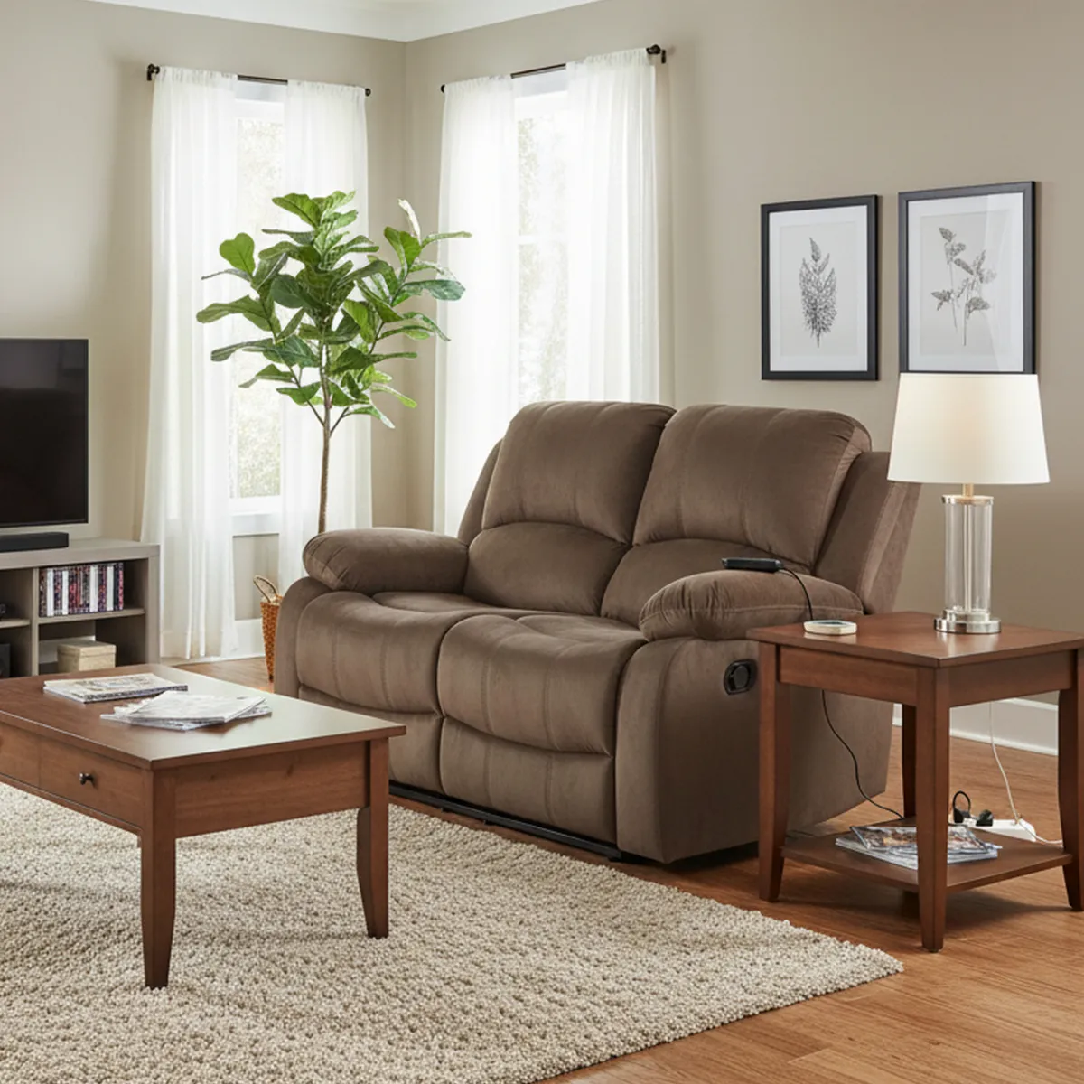 JUST HOME COLLECTION - Sillón Reclinable 2 Cuerpos Masajeador Calentador Atlanta Marrón