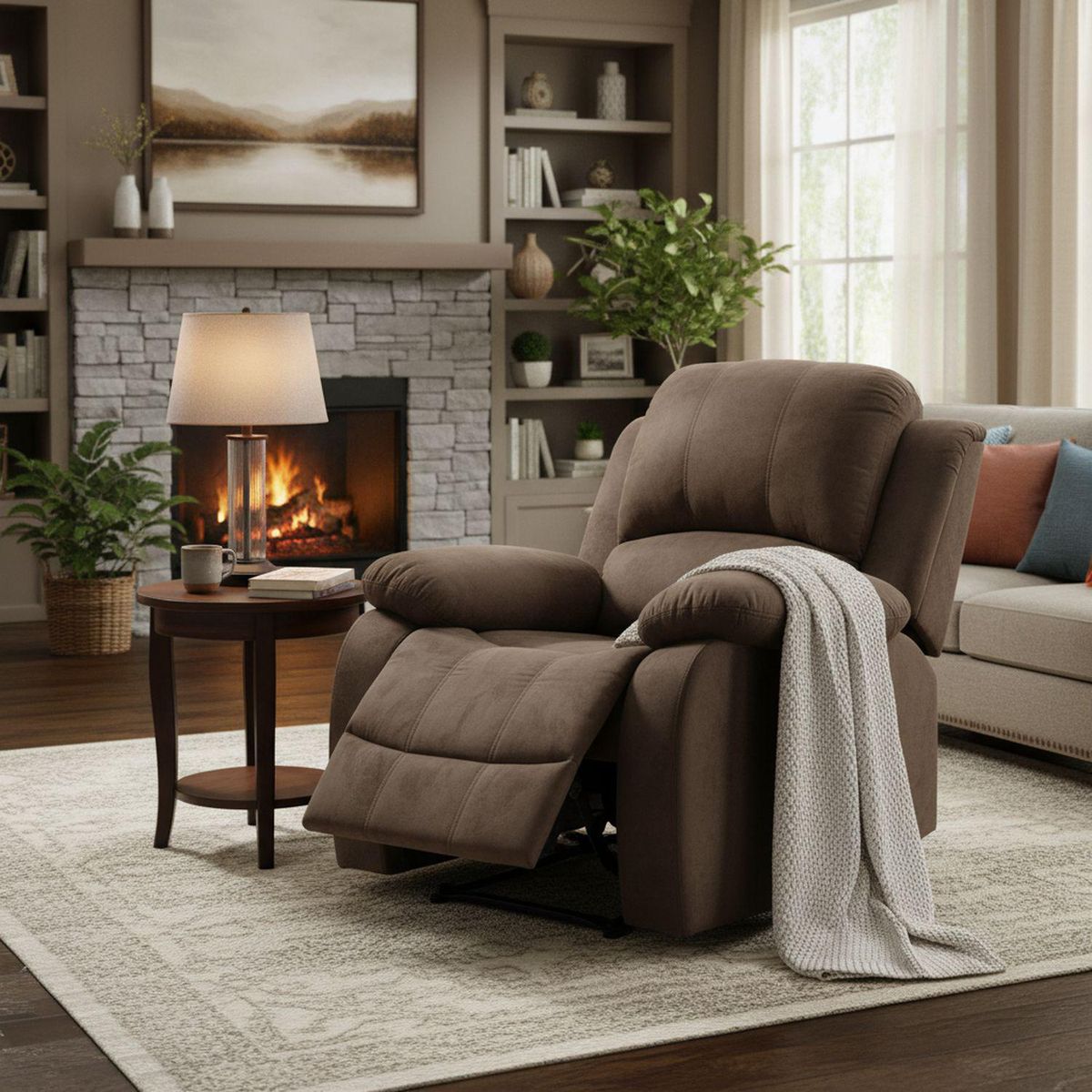 JUST HOME COLLECTION - Sillón Reclinable 1 Cuerpo Masajeador Calentador Atlanta Marrón