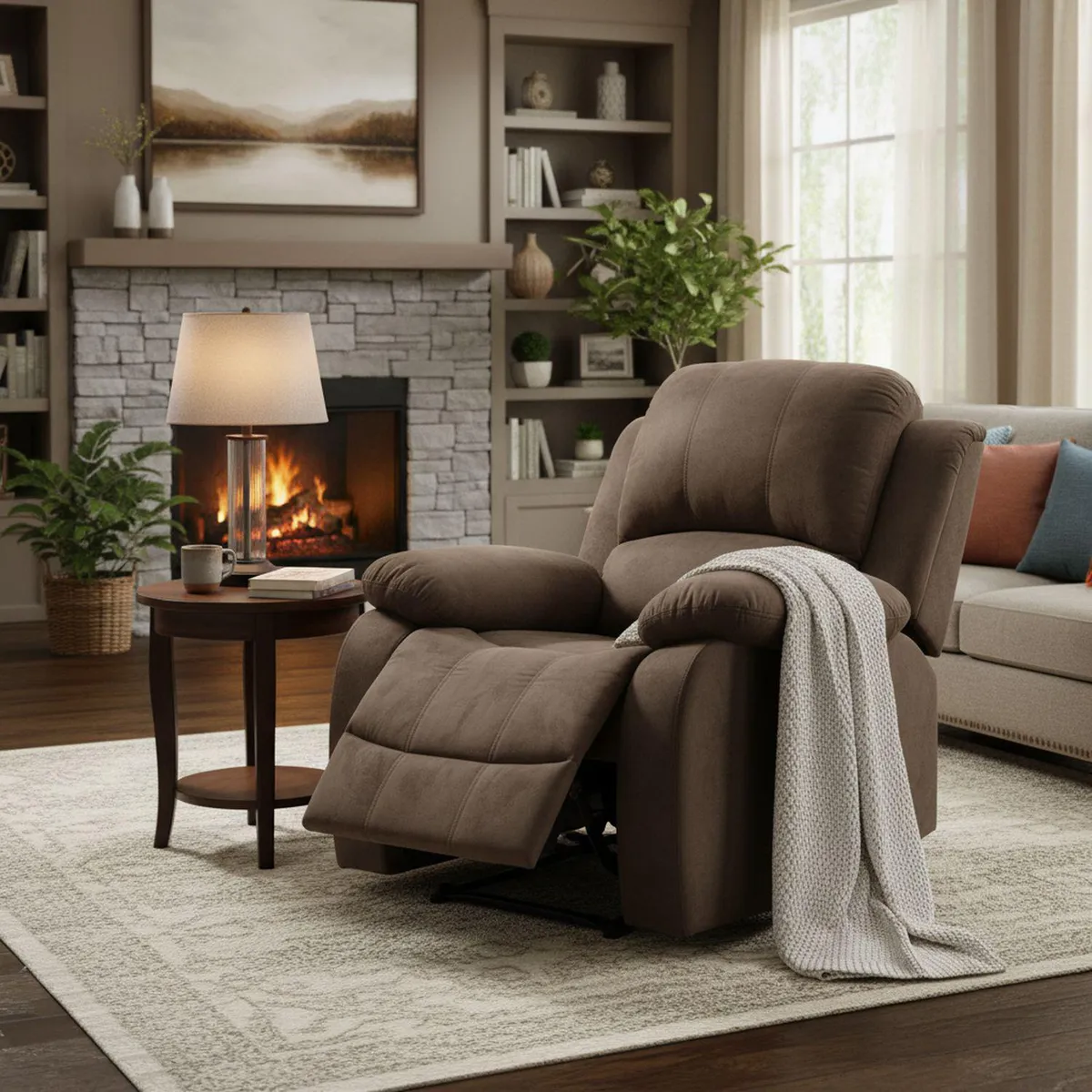 JUST HOME COLLECTION - Sillón Reclinable 1 Cuerpo Masajeador Calentador Atlanta Marrón