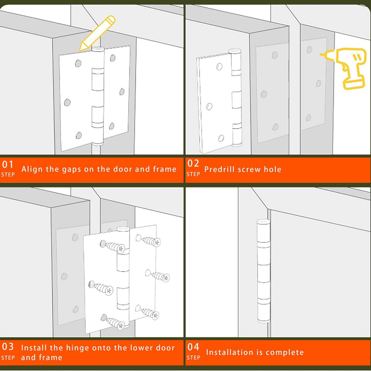 FIXSER - Pack de 3 Bisagras Bronce 3x3