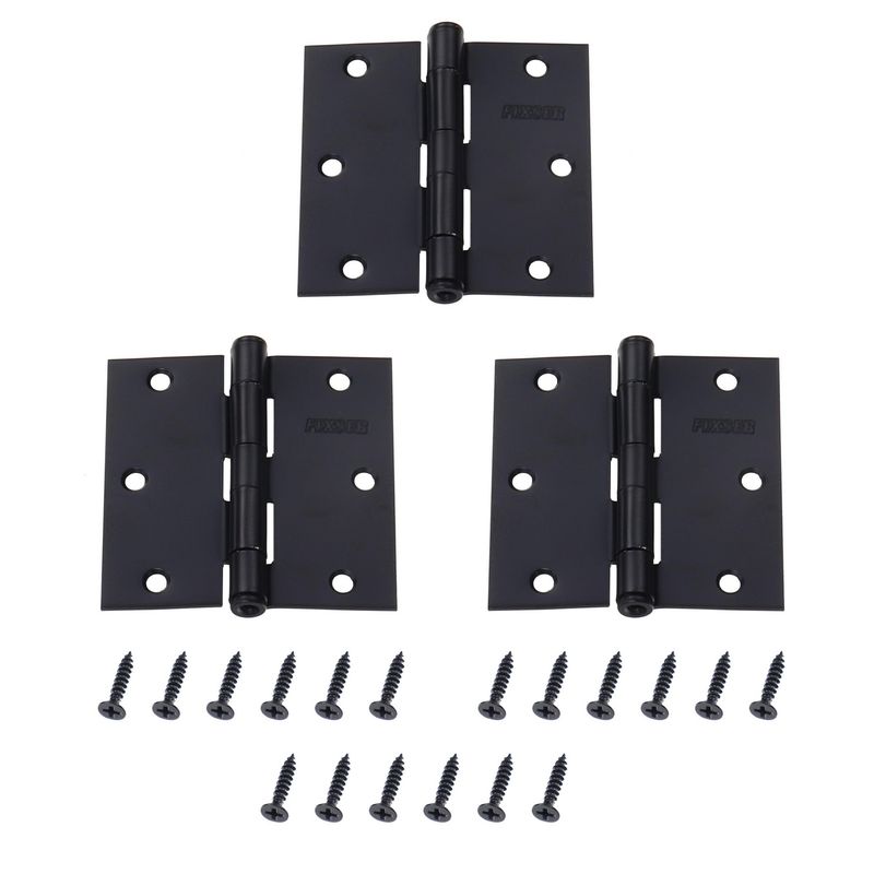 FIXSER - Pack de 3 Bisagras Negro 3x3