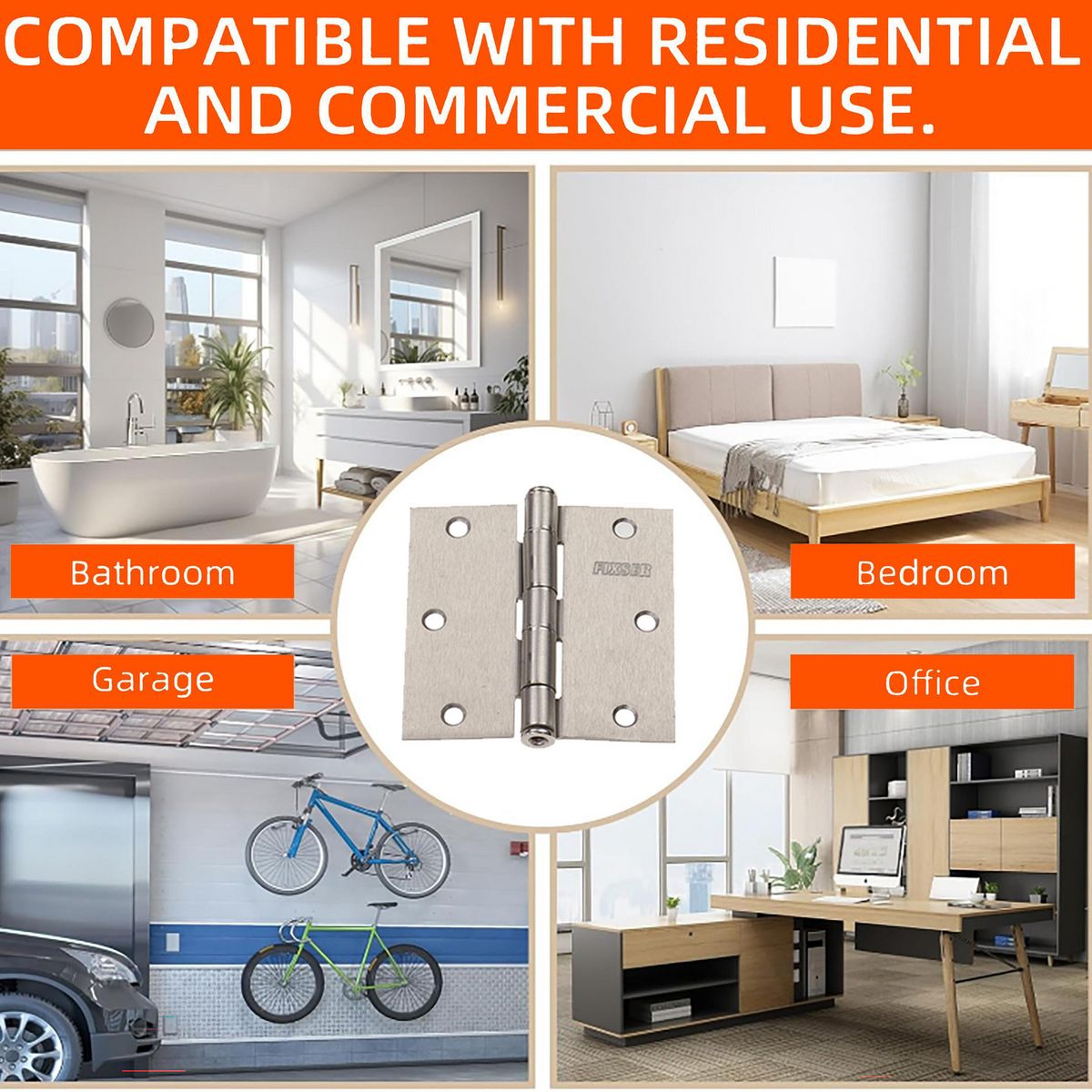 FIXSER - Pack de 3 Bisagras Acero 3x3