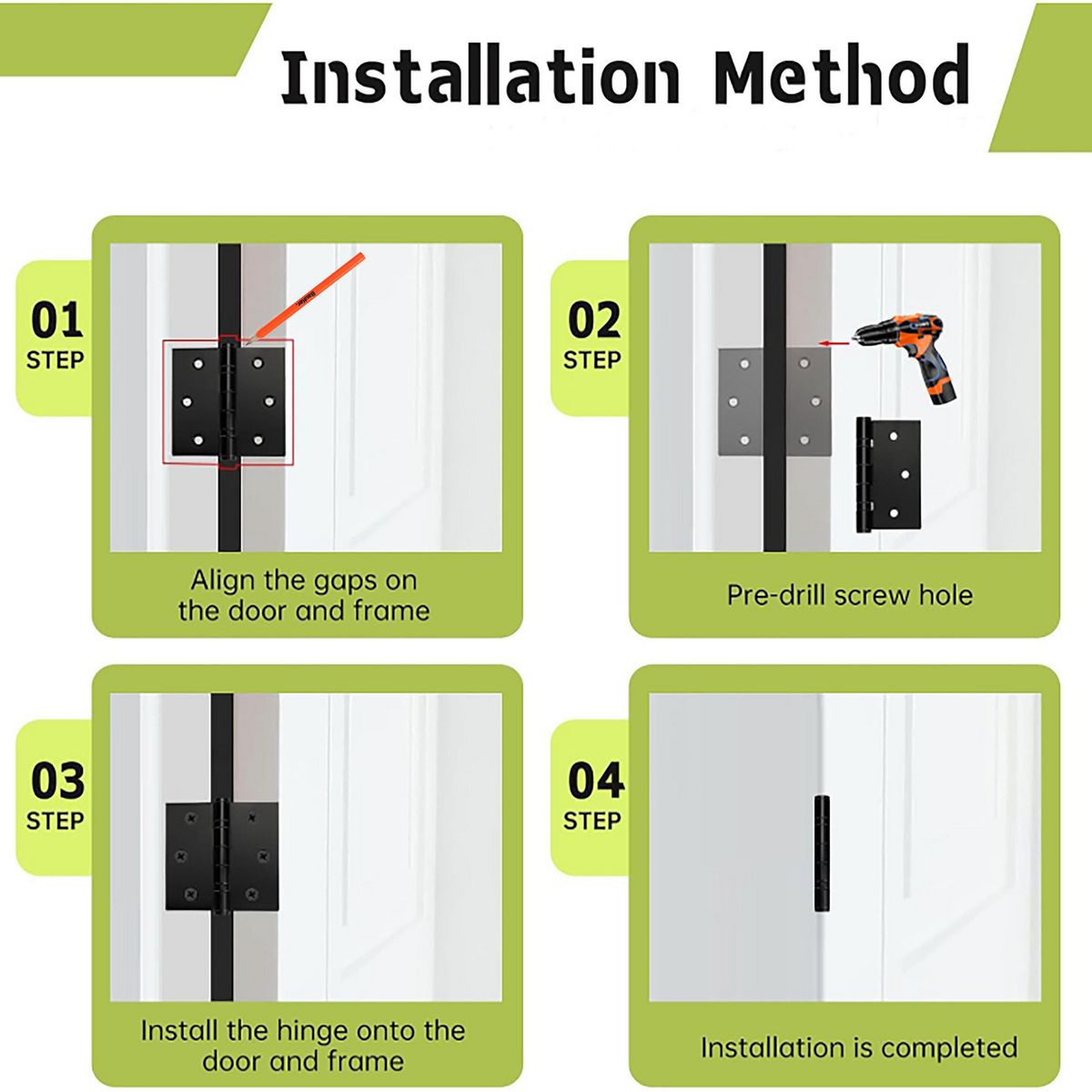 FIXSER - Pack de 3 Bisagras Negro 3.5x3.5