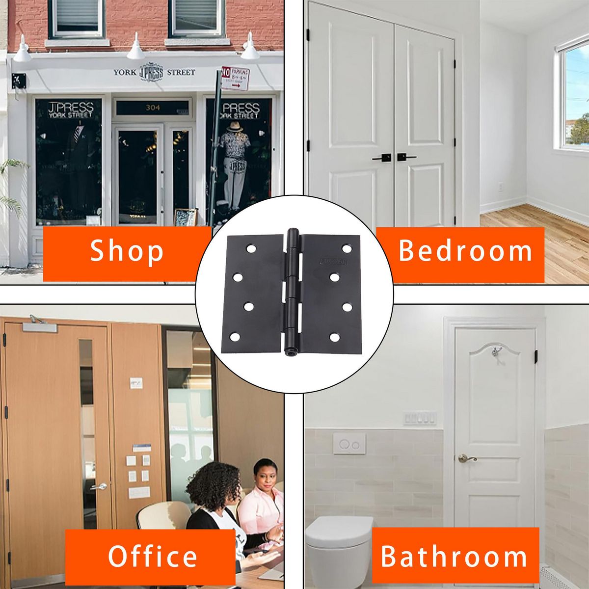 FIXSER - Pack de 3 Bisagras Negro 4x4