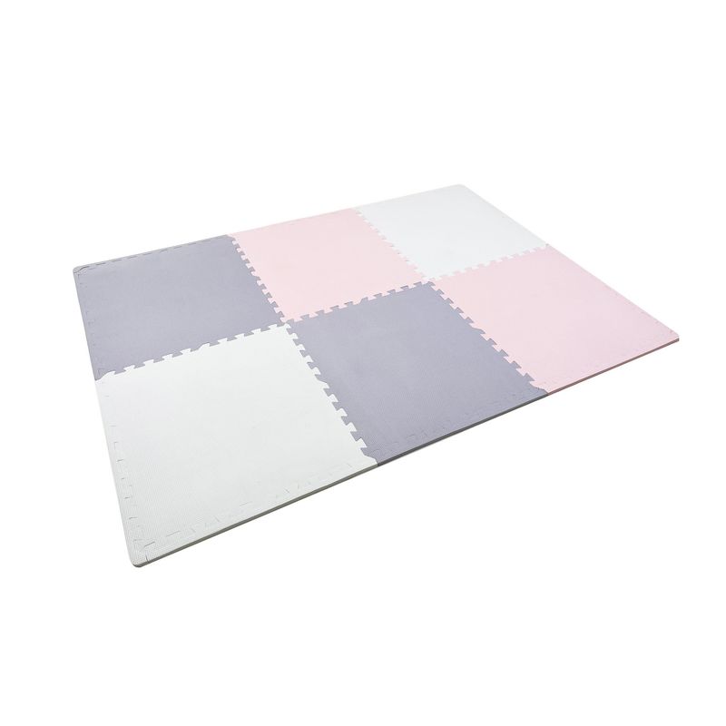 JUST HOME COLLECTION - Piso de Goma Cuadrado Eva Rosado 6 Piezas 61x61cm
