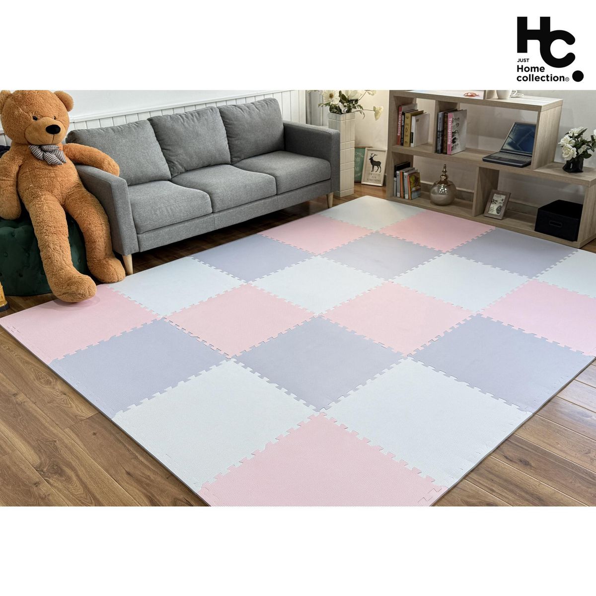 JUST HOME COLLECTION - Piso de Goma Cuadrado Eva 61x61cm 6Pzs Rosado