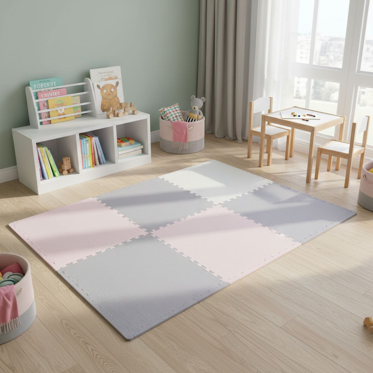 Piso de Goma Cuadrado Eva 61x61cm 6Pzs Rosado, marca JUST HOME COLLECTION - Foto Principal