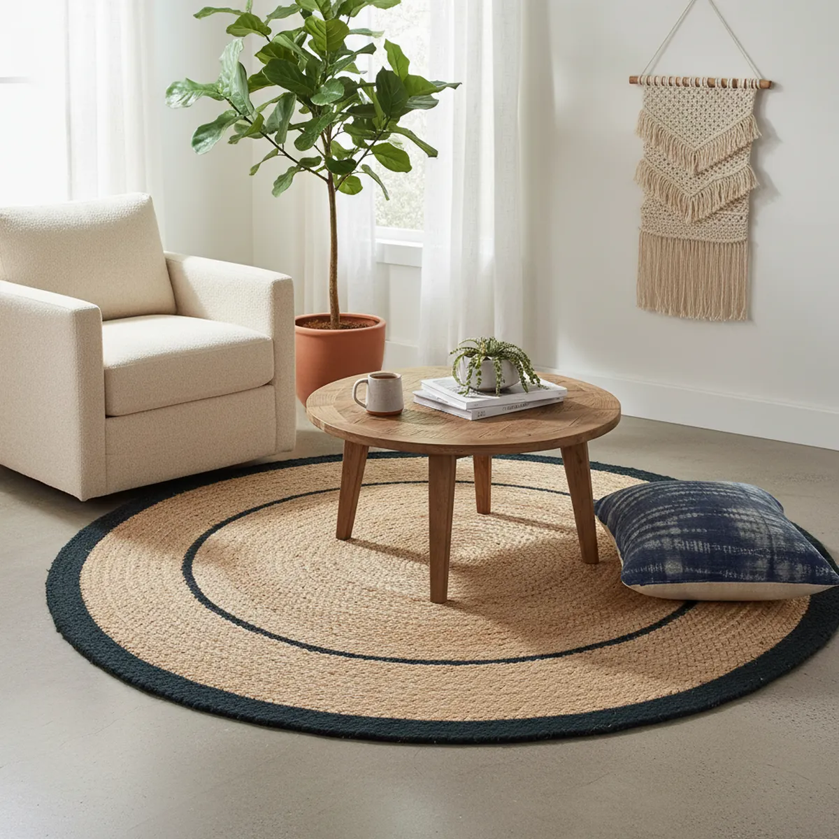 Alfombra Redonda 120x120cm Natural, marca JUST HOME COLLECTION - Foto Principal