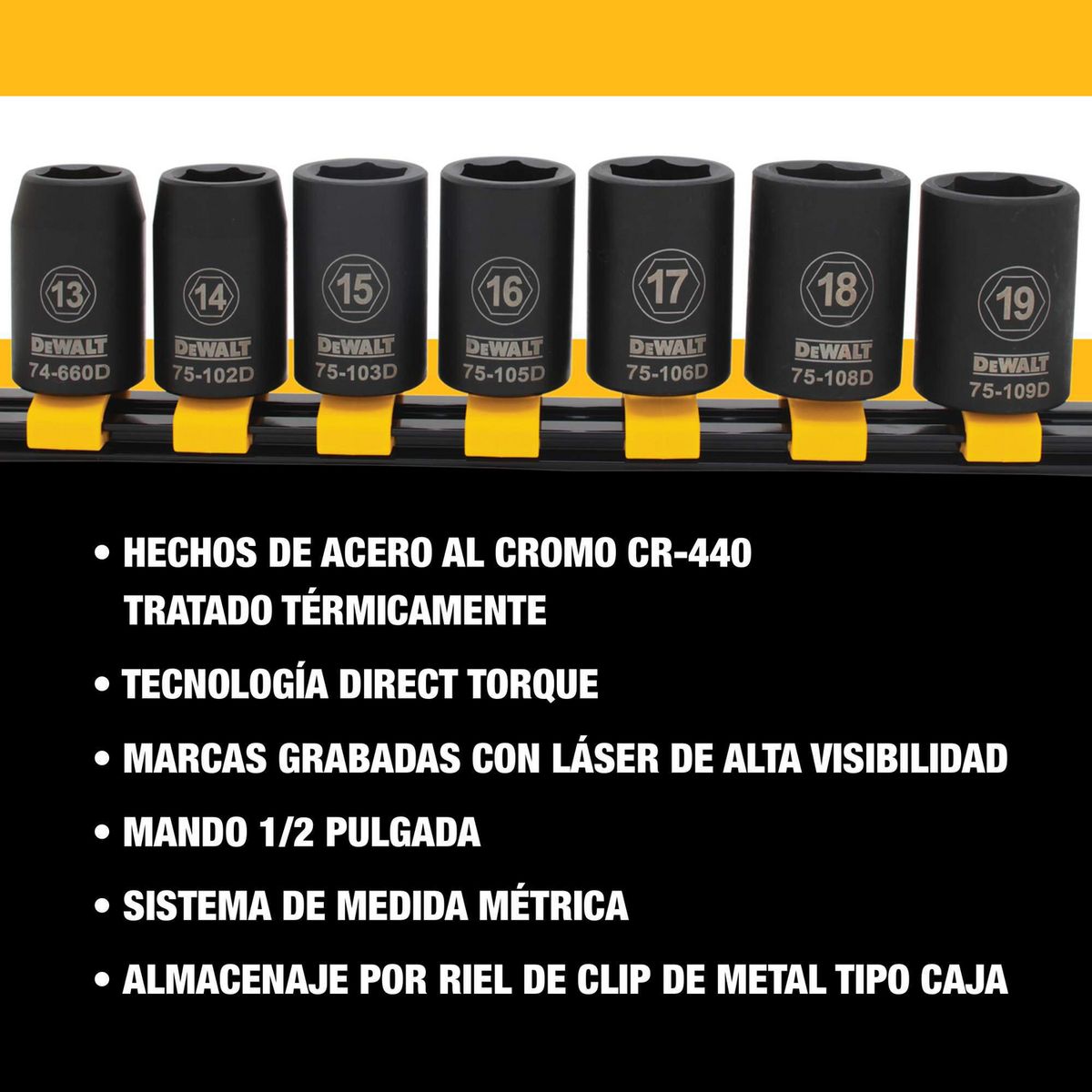 Set de Dados de Impacto 7 Piezas, marca DEWALT - Foto 2