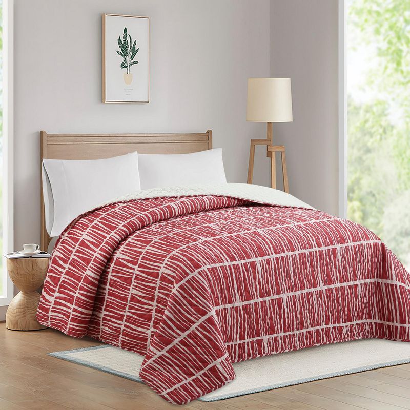 JUST HOME COLLECTION - Quilt Sherpa Estampado Terracota 1.5 Plazas