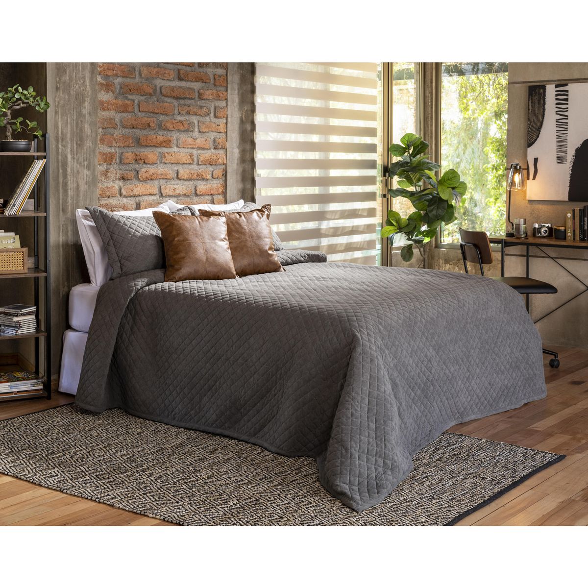 JUST HOME COLLECTION - Velvet Grafito 2 plazas