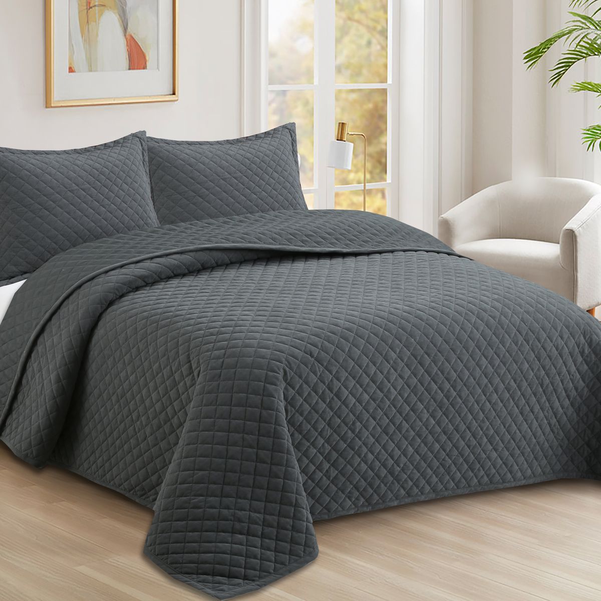 JUST HOME COLLECTION - Velvet Grafito 1.5 plazas