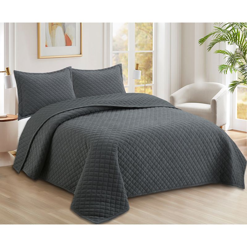 JUST HOME COLLECTION - Quilt Velvet Grafito 1.5 Plazas