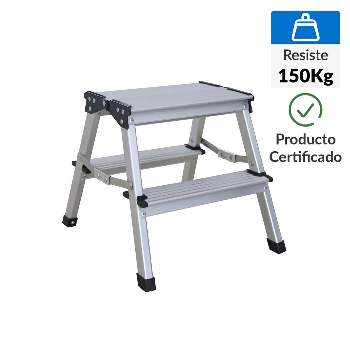 BAUKER - Escalera Tijera de Alumino 2 Pasos 150Kg