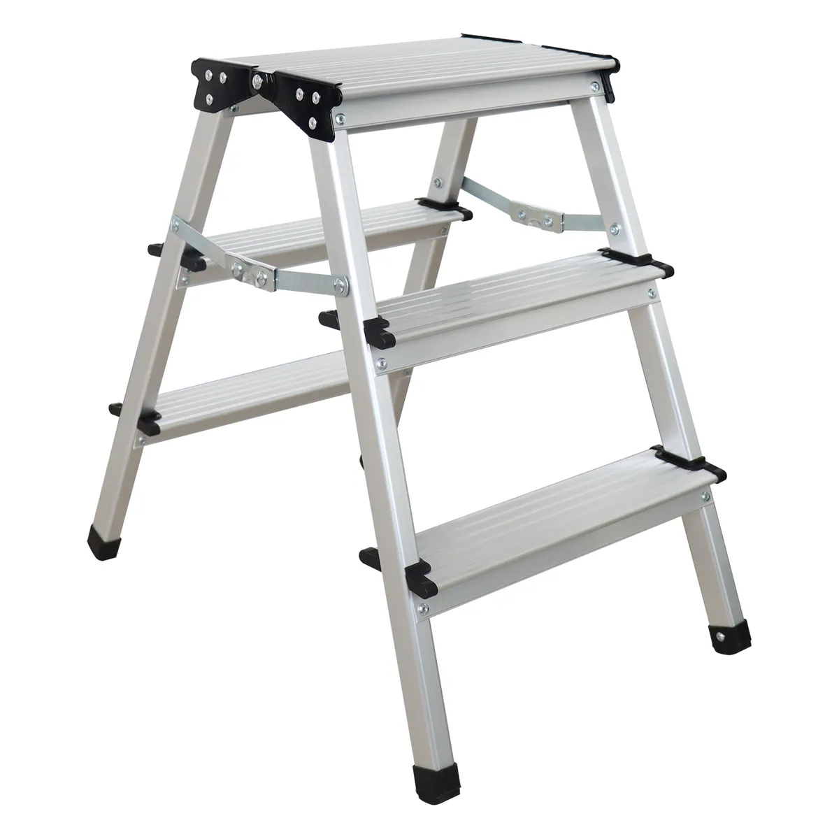 BAUKER - Escalera Tijera de Aluminio 3 Pasos 150Kg