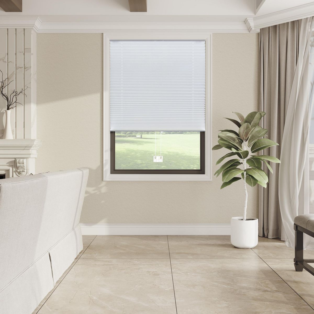 JUST HOME COLLECTION - Cortina Enrollable Succión Blanco 80x160cm