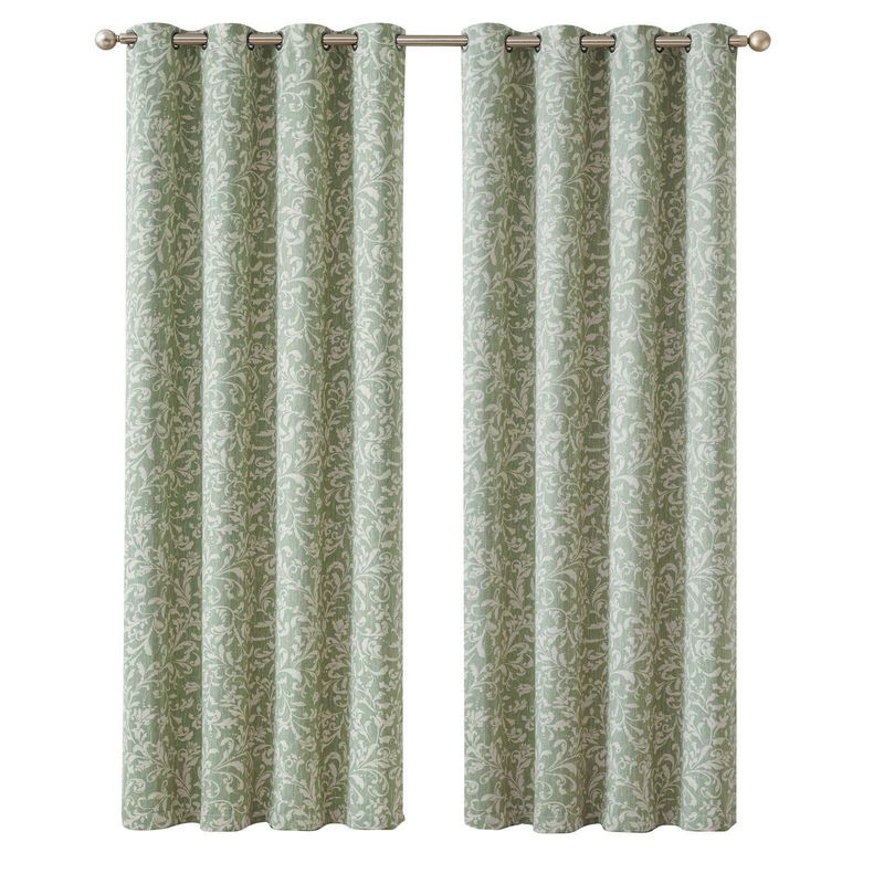 JUST HOME COLLECTION - Cortina Estampada de Flores Verde 140x220cm