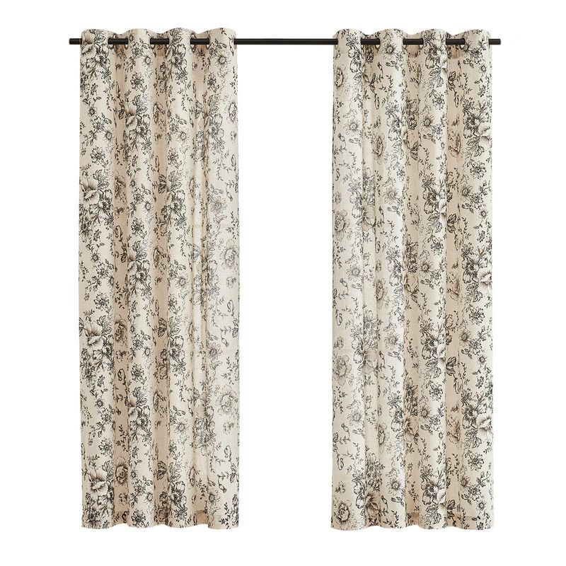 JUST HOME COLLECTION - Cortina Estampada de Flores Natural 140x220cm