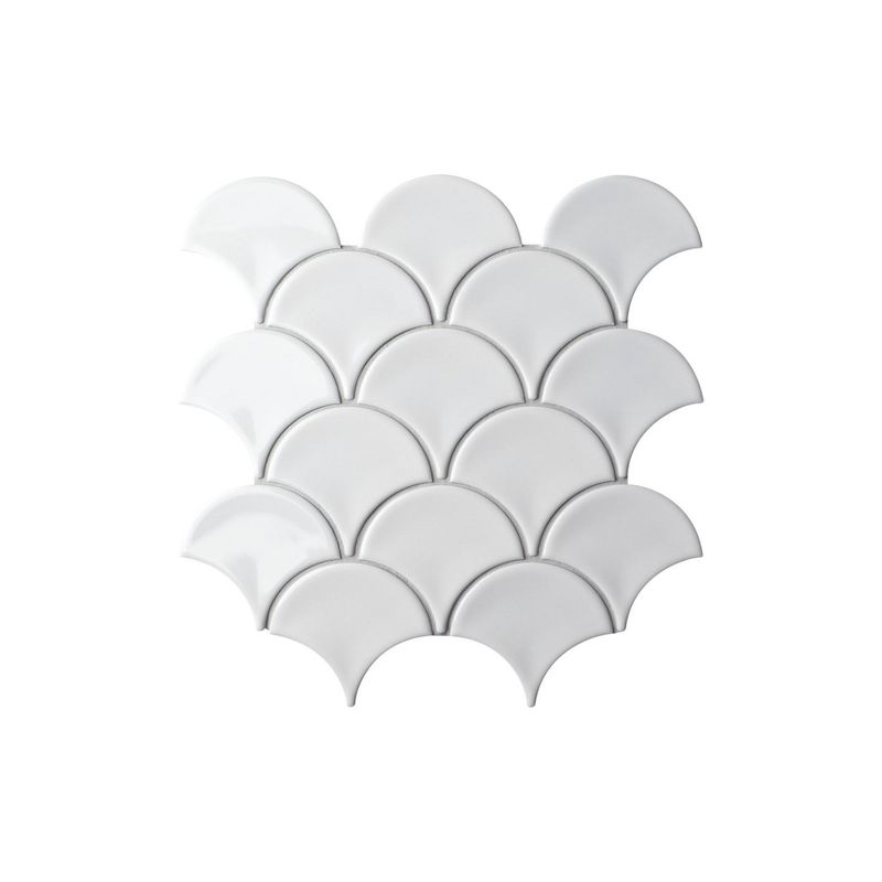 HOLZTEK - Malla Mosaico Escamado Blanco 25.9x27.3cm
