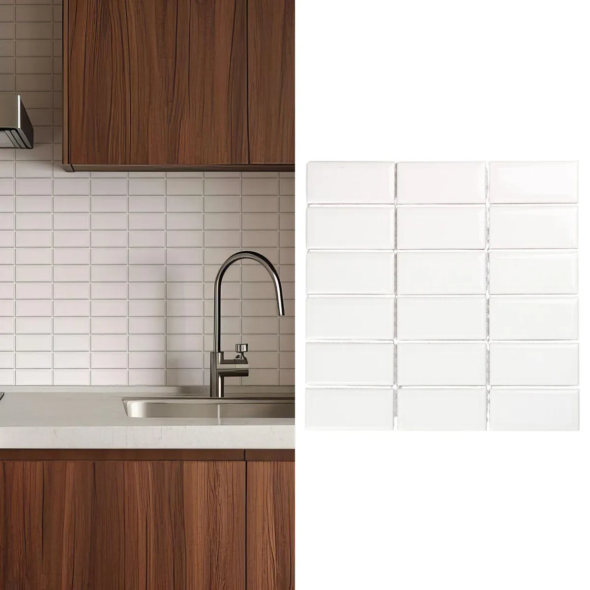 HOLZTEK - Porcelanato Brick Blanco Brillante