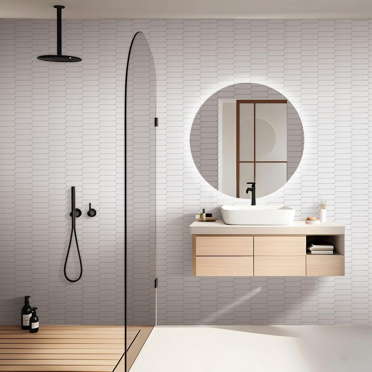 HOLZTEK - Porcelanato Oval Blanco Brillante