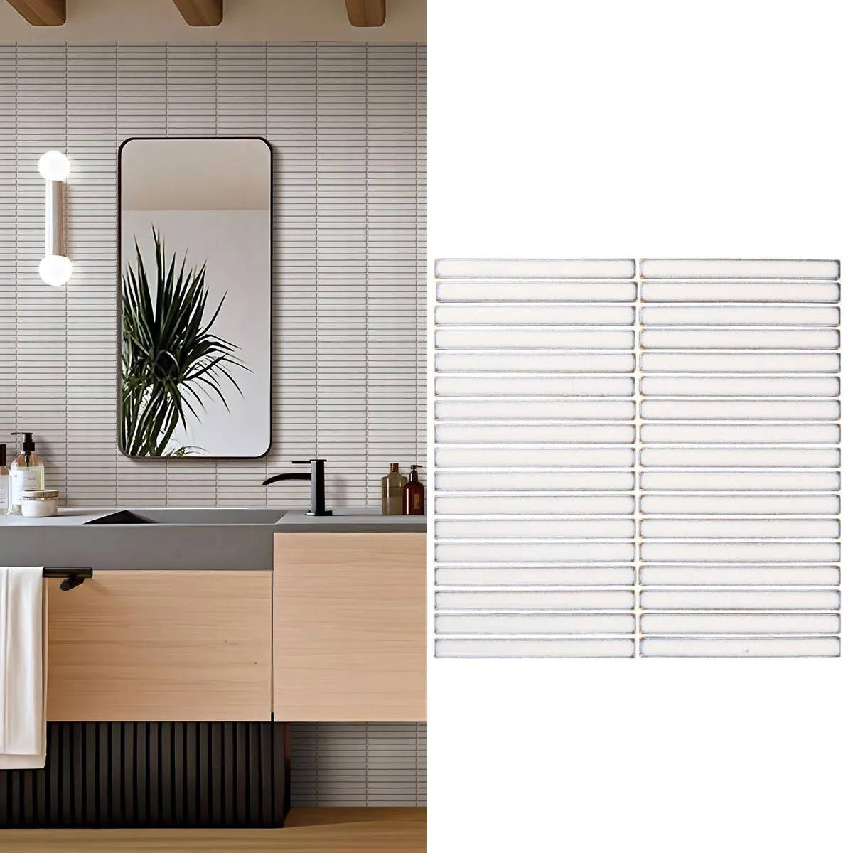 HOLZTEK - Malla Mosaico Lines Blanco 29.8x31.4cm