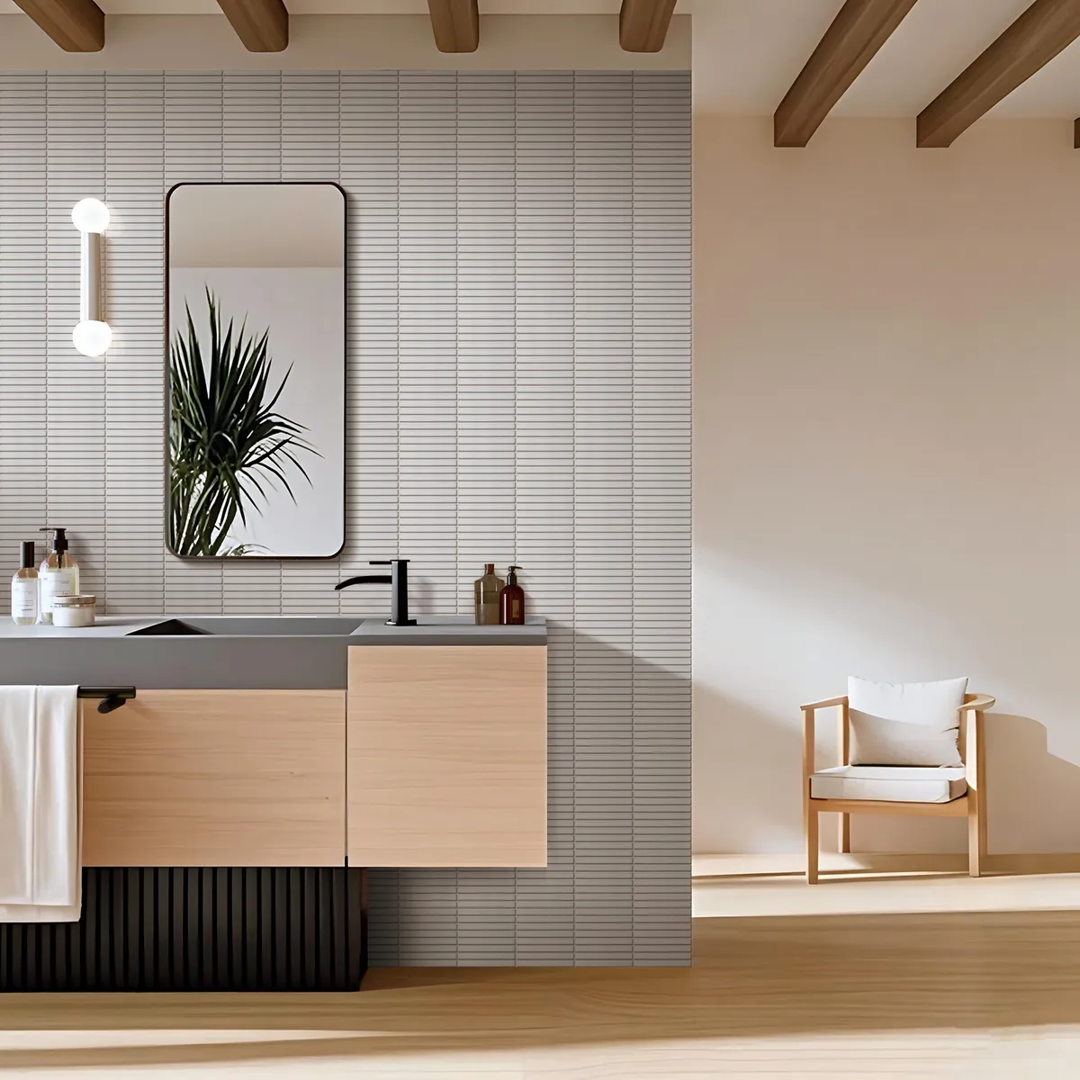 HOLZTEK - Malla Mosaico Lines Blanco 29.8x31.4cm