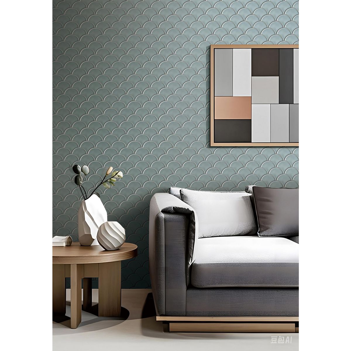 HOLZTEK - Malla Mosaico Escama Verde 25.9x27.3cm
