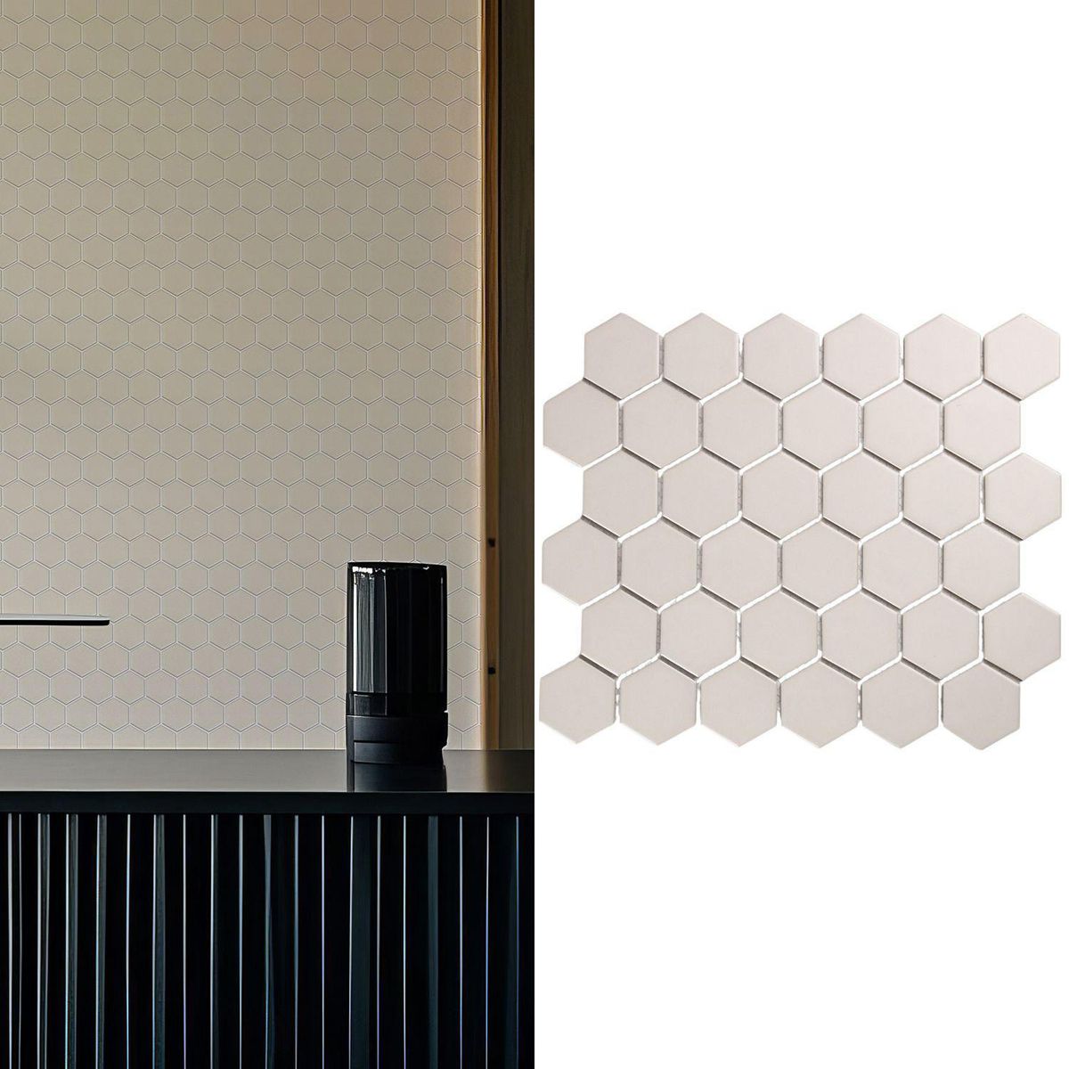 HOLZTEK - Malla Decorativa de Porcelanato Hex Beige Mate 32.5x28.2cm 0.09m2