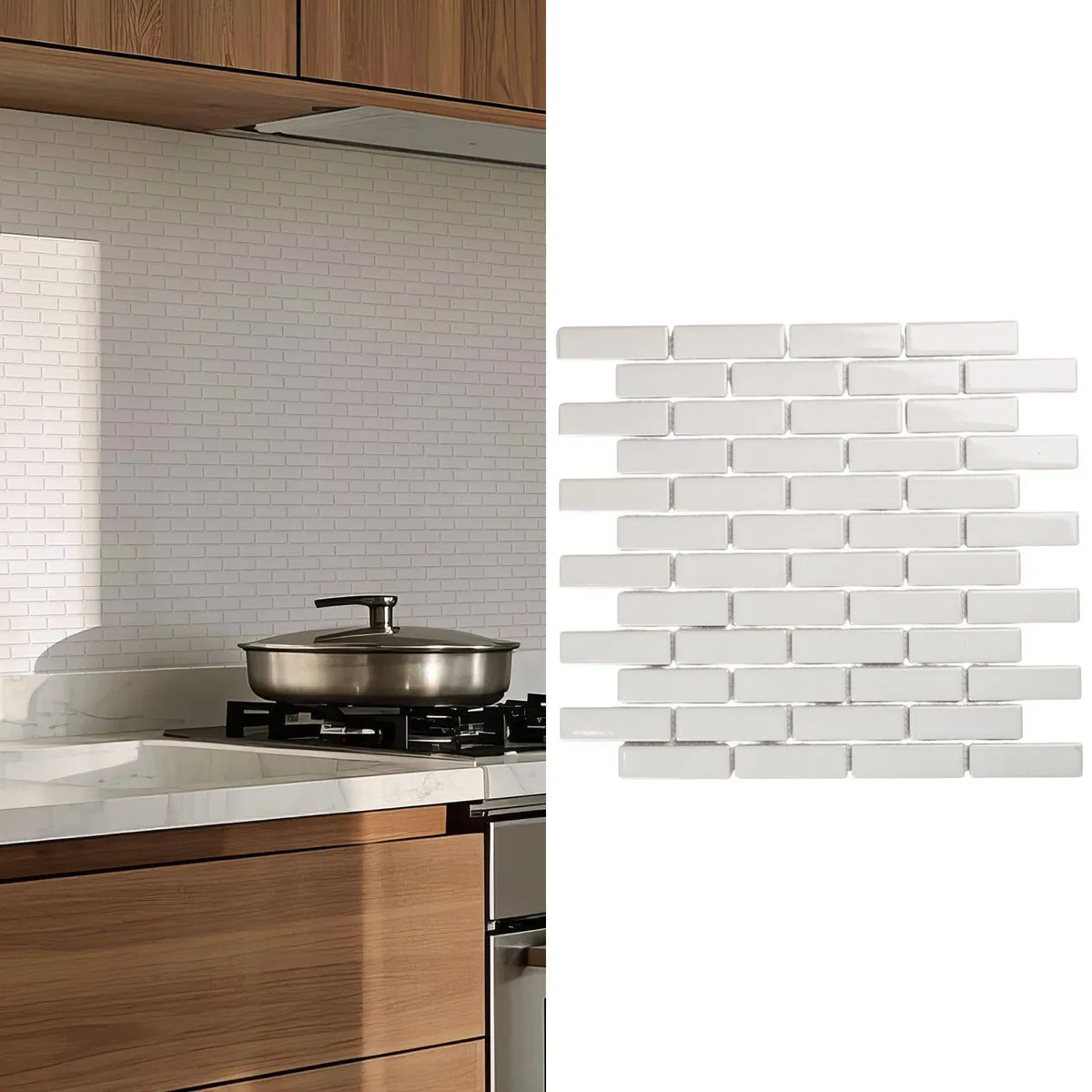 HOLZTEK - Porcelanato Brick Wall Blanco Brillante