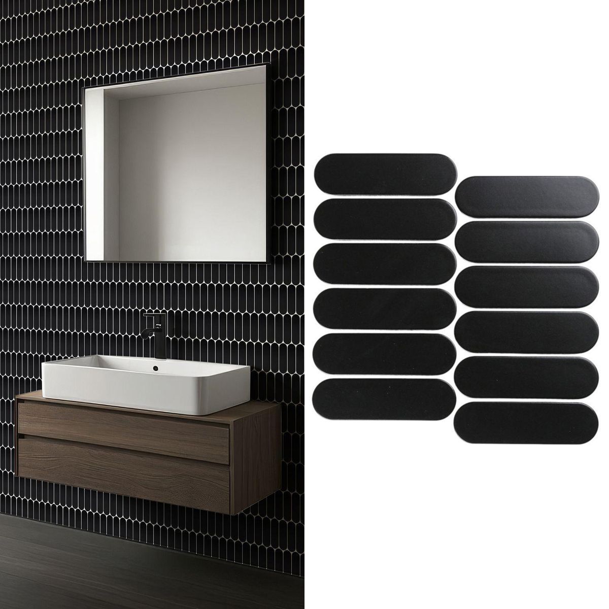 HOLZTEK - Porcelanato Oval Negro Mate