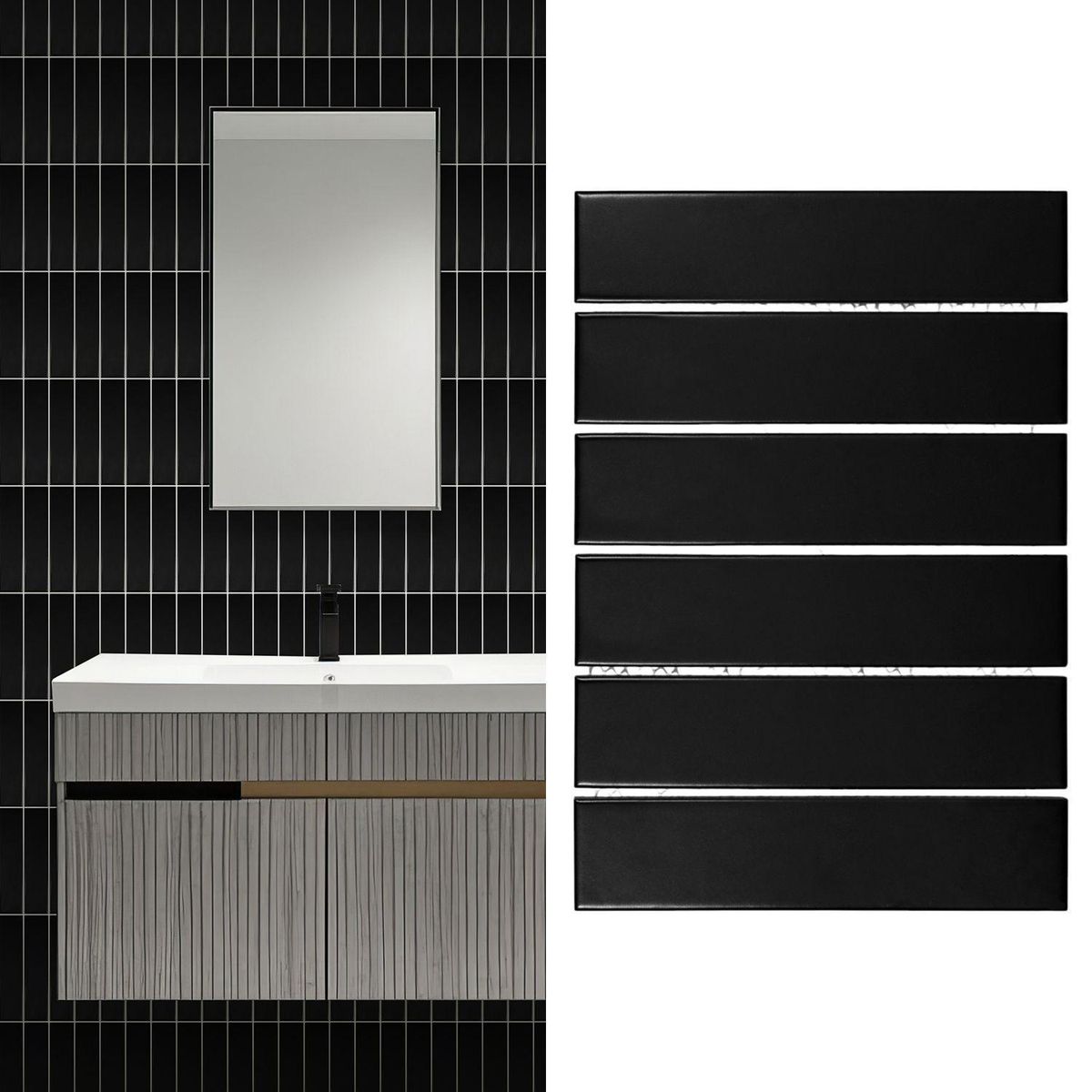 HOLZTEK - Porcelanato Brick Negro Mate