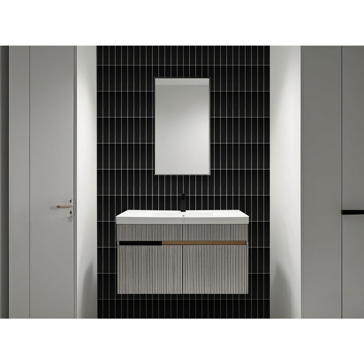 HOLZTEK - Porcelanato Brick Negro Mate