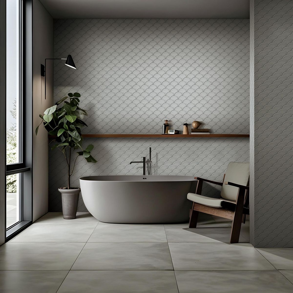 HOLZTEK - Malla Decorativa de Porcelanato Escama Gris 25.9x27.3cm 0.07m2