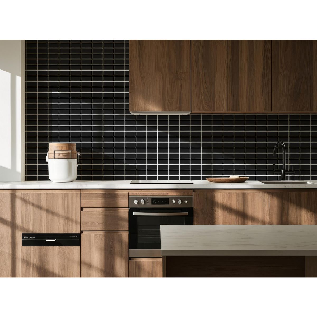 HOLZTEK - Porcelanato Brick Negro Brillante